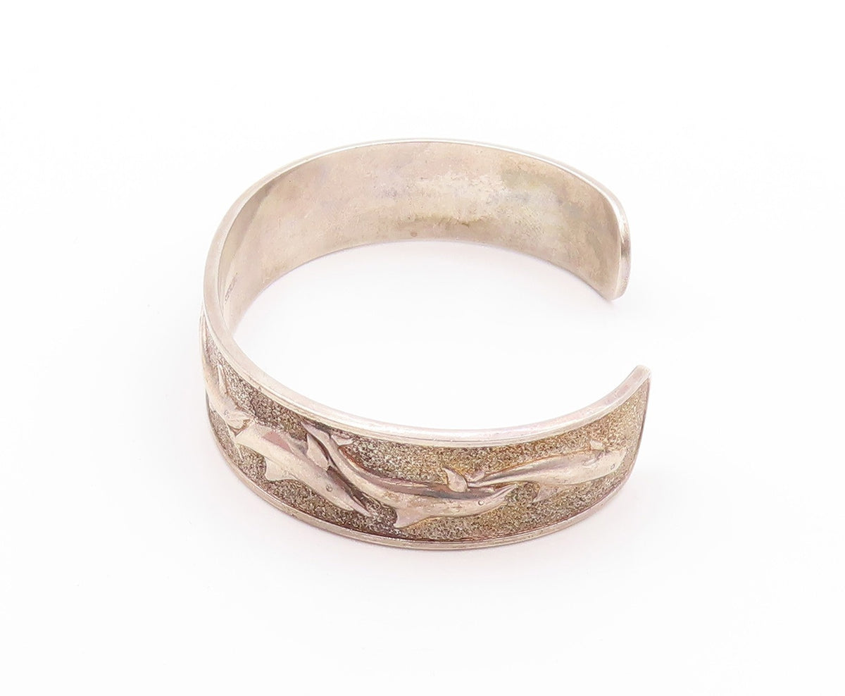 925 Sterling Silver Vintage Bracelet KABANA Swimming Dolphin Family  BT11192