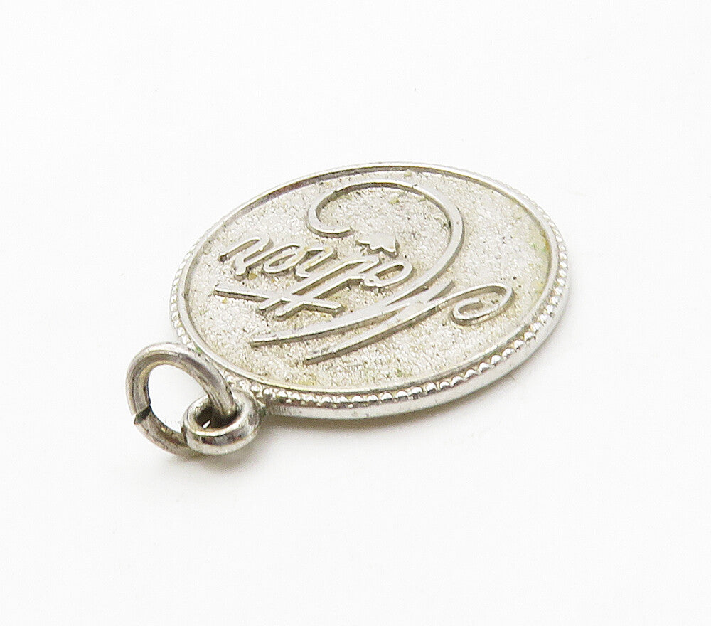 925 Sterling Silver  Vintage Shiny Raised Mother Round Pendant  PT12400