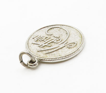 925 Sterling Silver  Vintage Shiny Raised Mother Round Pendant  PT12400