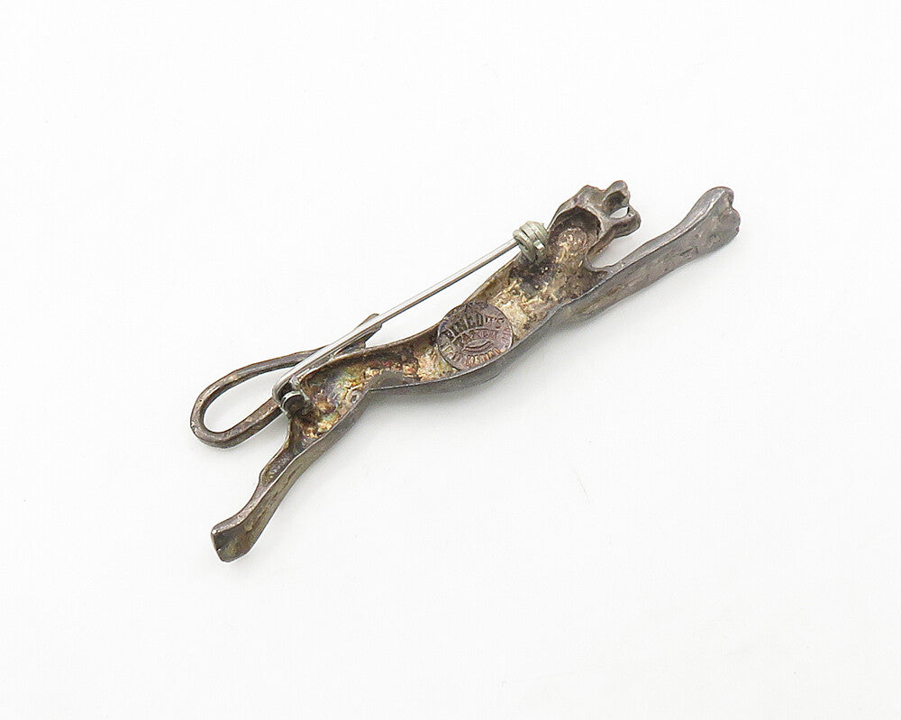 ANTONIO PINEDA MEXICO 925 Silver  Vintage Leaping Jaguar Brooch Pin  BP7627