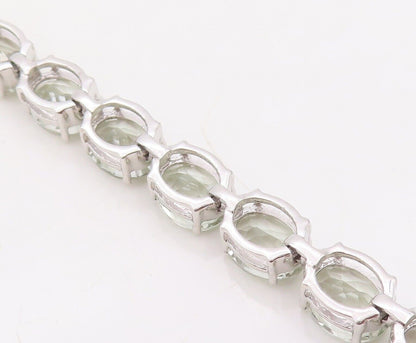 925 Sterling Silver Vintage Bracelet Oval Green Amethyst Tennis Bracelet BT10763