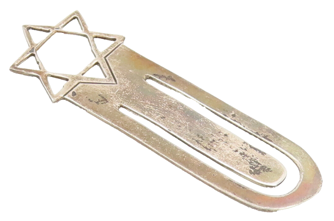 925 Sterling Silver  Vintage Stencil Cut Star Of David Solid Bookmark  TR3658