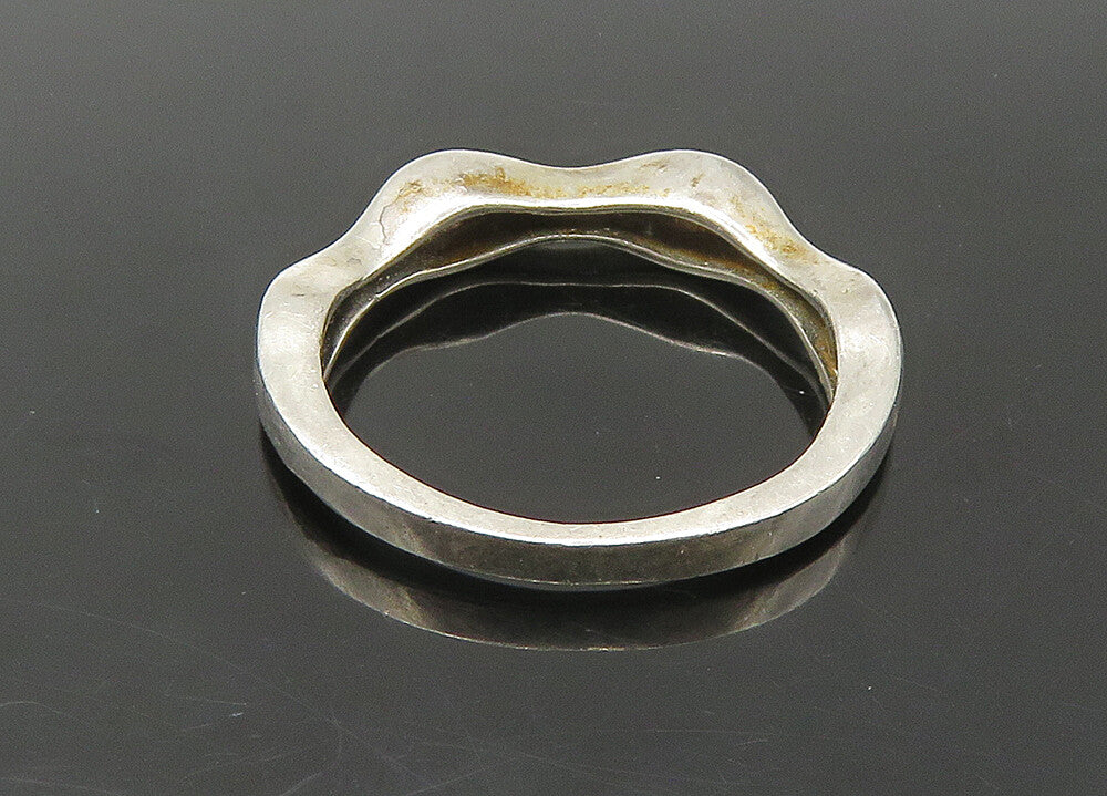 925 Sterling Silver  Vintage Genuine Diamonds Wavy Band Ring Sz 6.5  RG22396