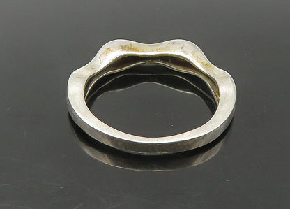 925 Sterling Silver  Vintage Genuine Diamonds Wavy Band Ring Sz 6.5  RG22396