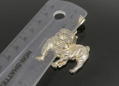 925 Sterling Silver  Vintage Shiny Diamond Cut Bull Dog Motif Pendant  PT19106