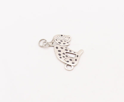 925 Sterling Silver Vintage Pendant Solid Carved Sad Dotted Dog  PT23178