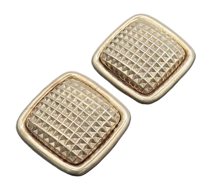 MEXICO 925 Silver  Vintage Brutalist Raised Edged Square Earrings  EG12646