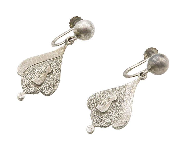 ISRAEL 925 Sterling Silver  Vintage Non Pierce Dangle Earrings  EG8135