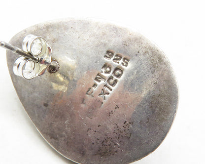 MEXICO 925 Sterling Silver  Vintage Black Onyx Tear Drop Earrings  EG5231