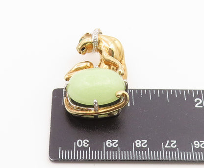 925 Sterling Silver Vintage Pendant Gold Plated MICHAEL VALITUTTI Jade  PT26498