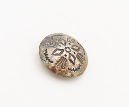 NAVAJO 925 Sterling Silver Vintage Carved Southwestern Button Cover TR3673