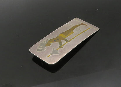 METALES MEXICO 925 Silver  Vintage Shiny Warrior Square Brooch Pin  BP8552