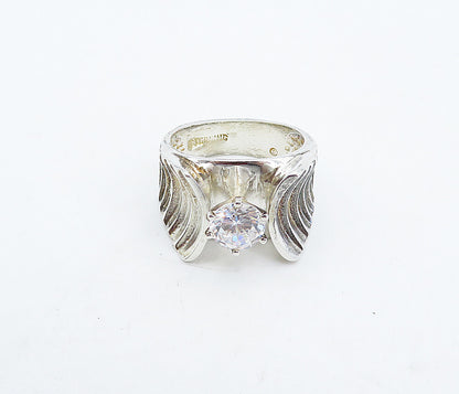 925 Sterling Silver  Vintage Cubic Zirconia Solitaire Ring Sz 7.5  RG4918