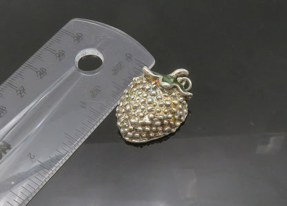925 Sterling Silver  Vintage Enamel Strawberry Fruit Motif Pendant  PT17530