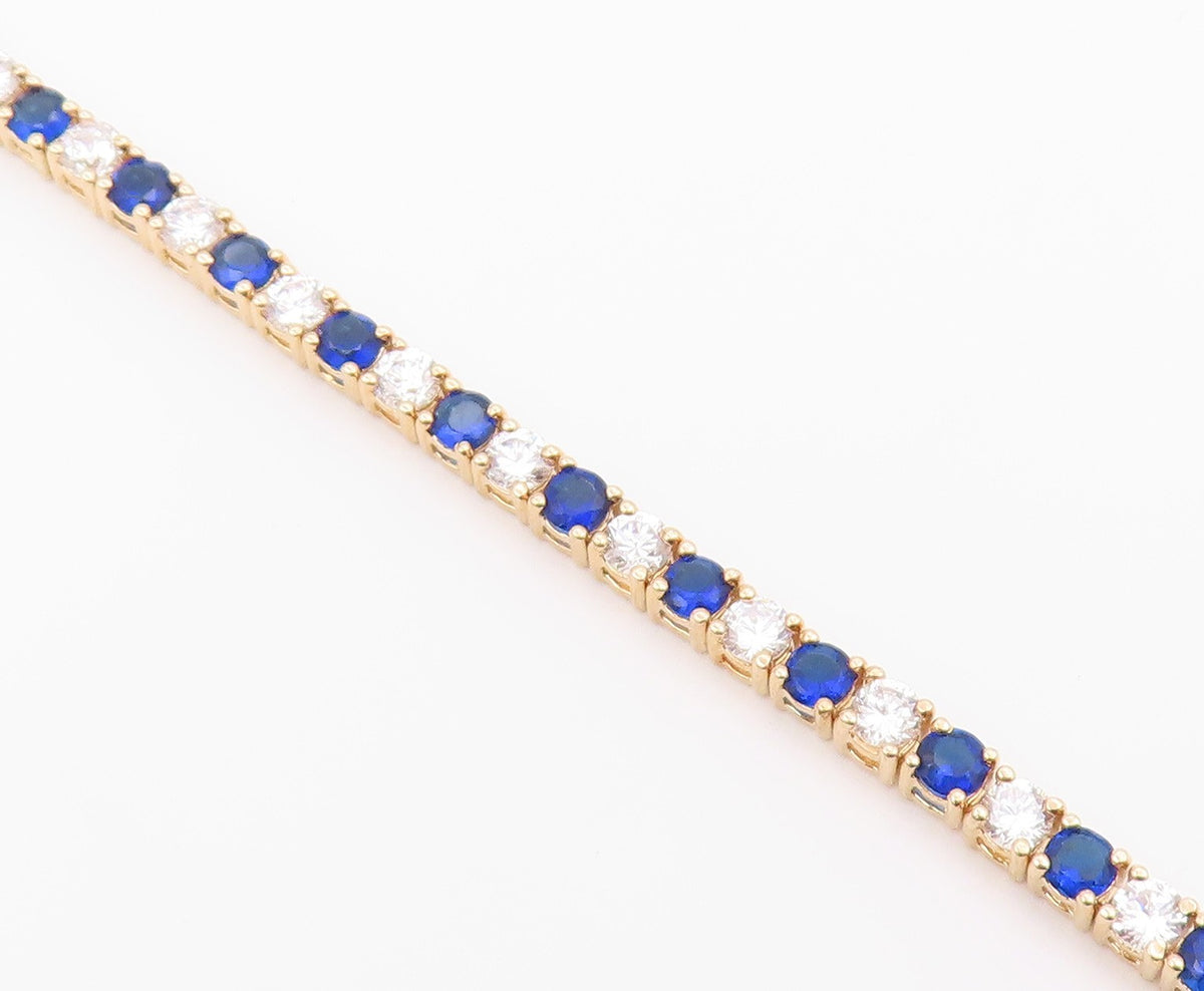 ROSS SIMON 925 Silver  Cubic Zirconia & Blue Topaz Chain Bracelet  BT5931