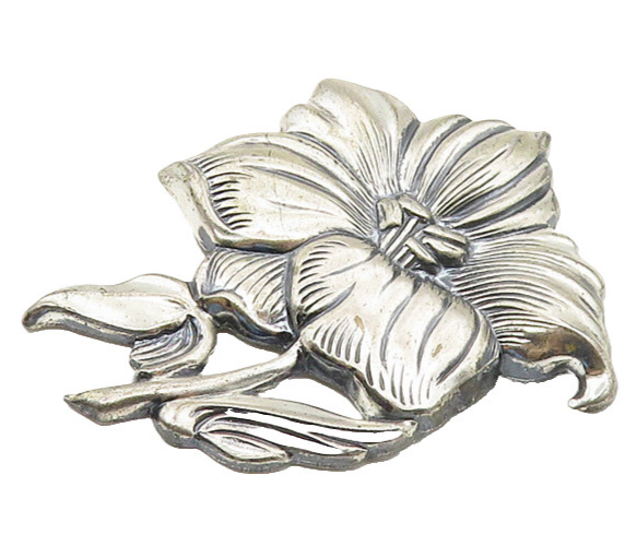 JEWEL ART 925 Sterling Silver  Vintage Single Flower Motif Brooch Pin  BP7136