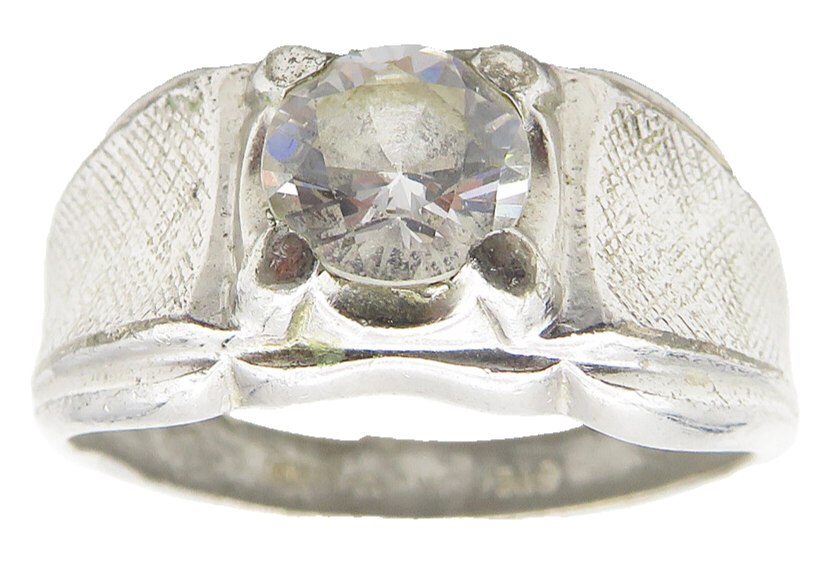 LIND 925 Sterling Silver  Vintage Cubic Zirconia Large Band Ring Sz 11 RG11672