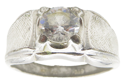 LIND 925 Sterling Silver  Vintage Cubic Zirconia Large Band Ring Sz 11 RG11672