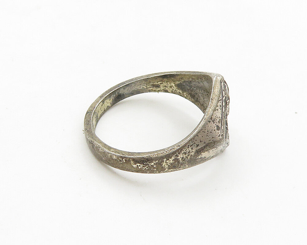 925 Sterling Silver  Vintage Antique Boy Scout Cubs Band Ring Sz 6  RG19090