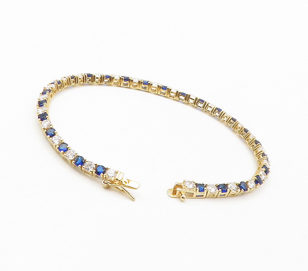 ROSS SIMON 925 Silver  Cubic Zirconia & Blue Topaz Chain Bracelet  BT5932