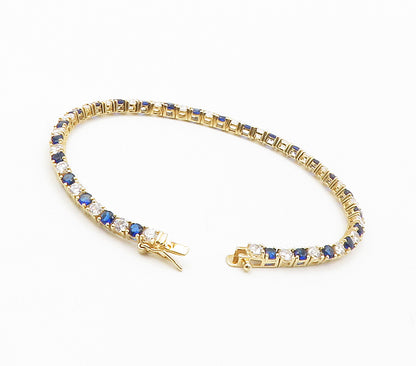 ROSS SIMON 925 Silver  Cubic Zirconia & Blue Topaz Chain Bracelet  BT5932