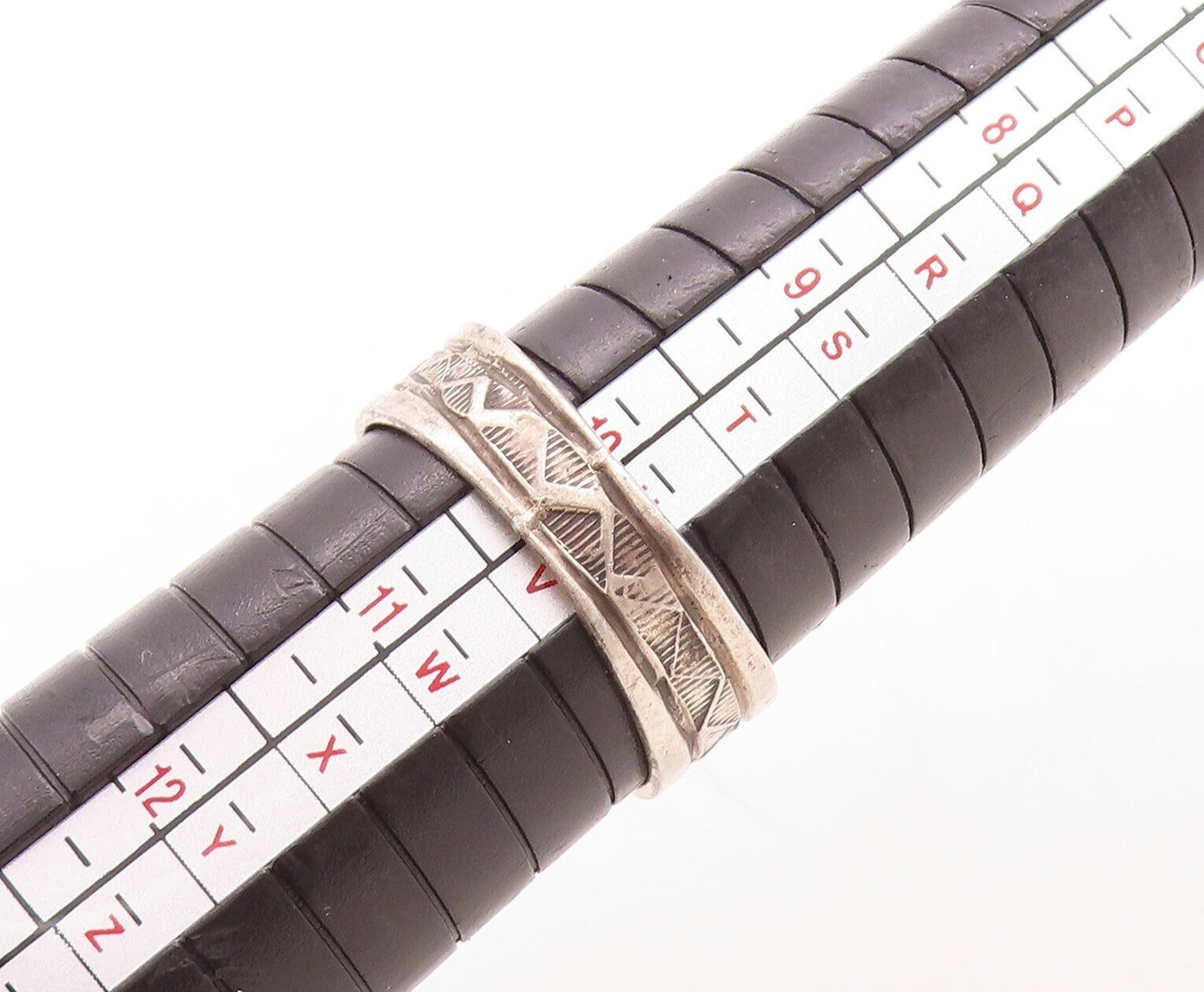 925 Sterling Silver Vintage Ring NAVAJO Designer Square Onyx  Sz 10  RG31465