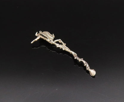 925 Sterling Silver  Vintage Caped Man Rising From Fire Motif Pendant  PT21656
