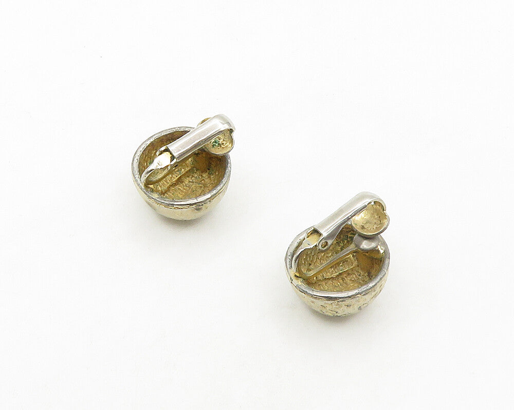 DESIGNER 925 Silver  Vintage Shiny Textured Dome Non Pierce Earrings  EG9151