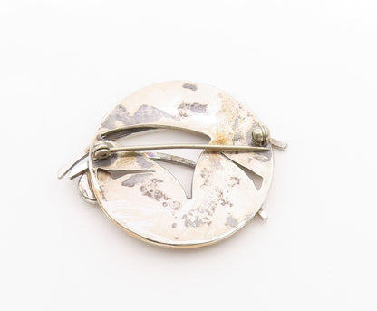 925 Sterling Silver Vintage Brooch Opal Gold Plated Celestial Design  BP11777
