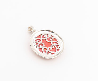 925 Sterling Silver Vintage Pendant Cabochon Pink Rhodochrosite Charm   PT26540