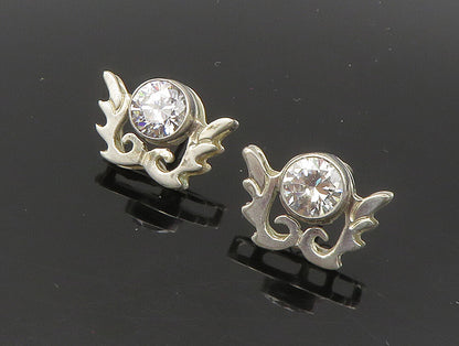 925 Sterling Silver  Vintage Cubic Zirconia Wing Motif Drop Earrings  EG11494