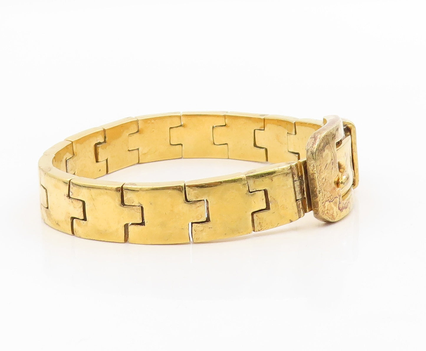 925 Sterling Silver Vintage Bracelet Gold Plated PAT AREIAS Buckle Link  BT11594