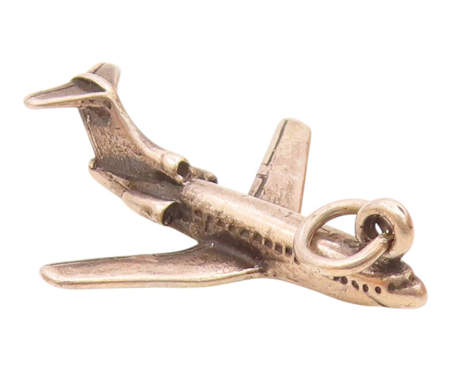 925 Sterling Silver  Vintage Petite Airplane Motif Dark Tone Pendant  PT16857