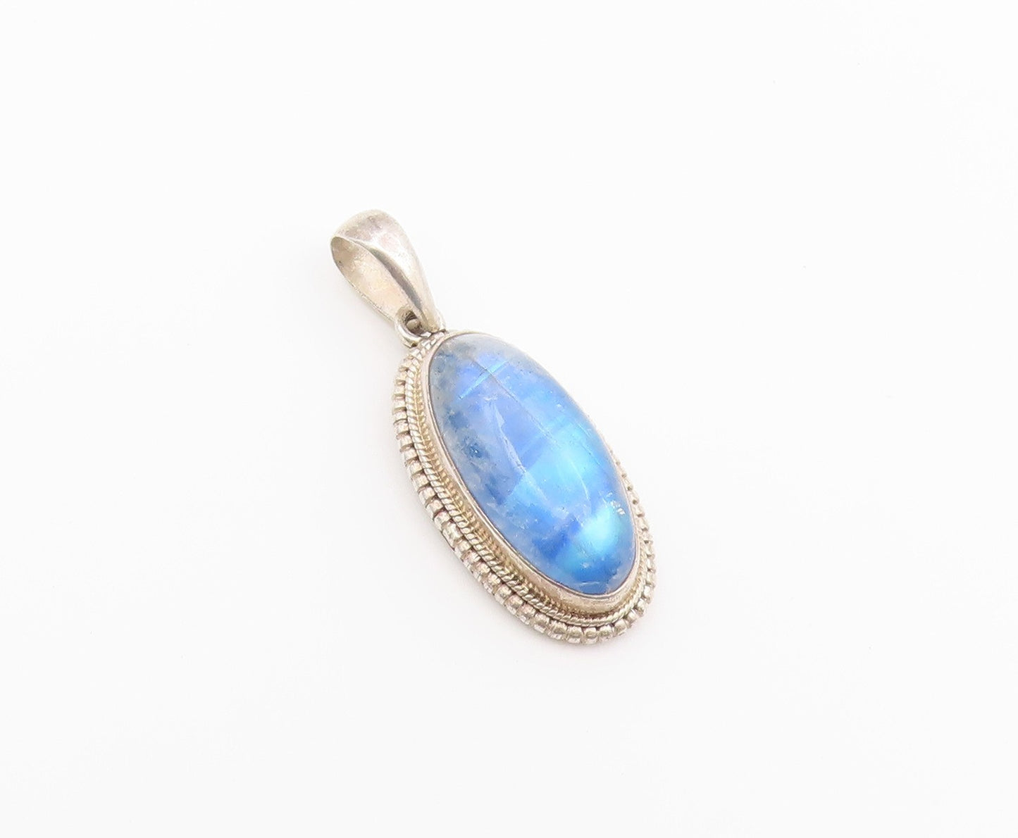 925 Sterling Silver Vintage Pendant Classic Cabochon Moonstone Charm  PT26597
