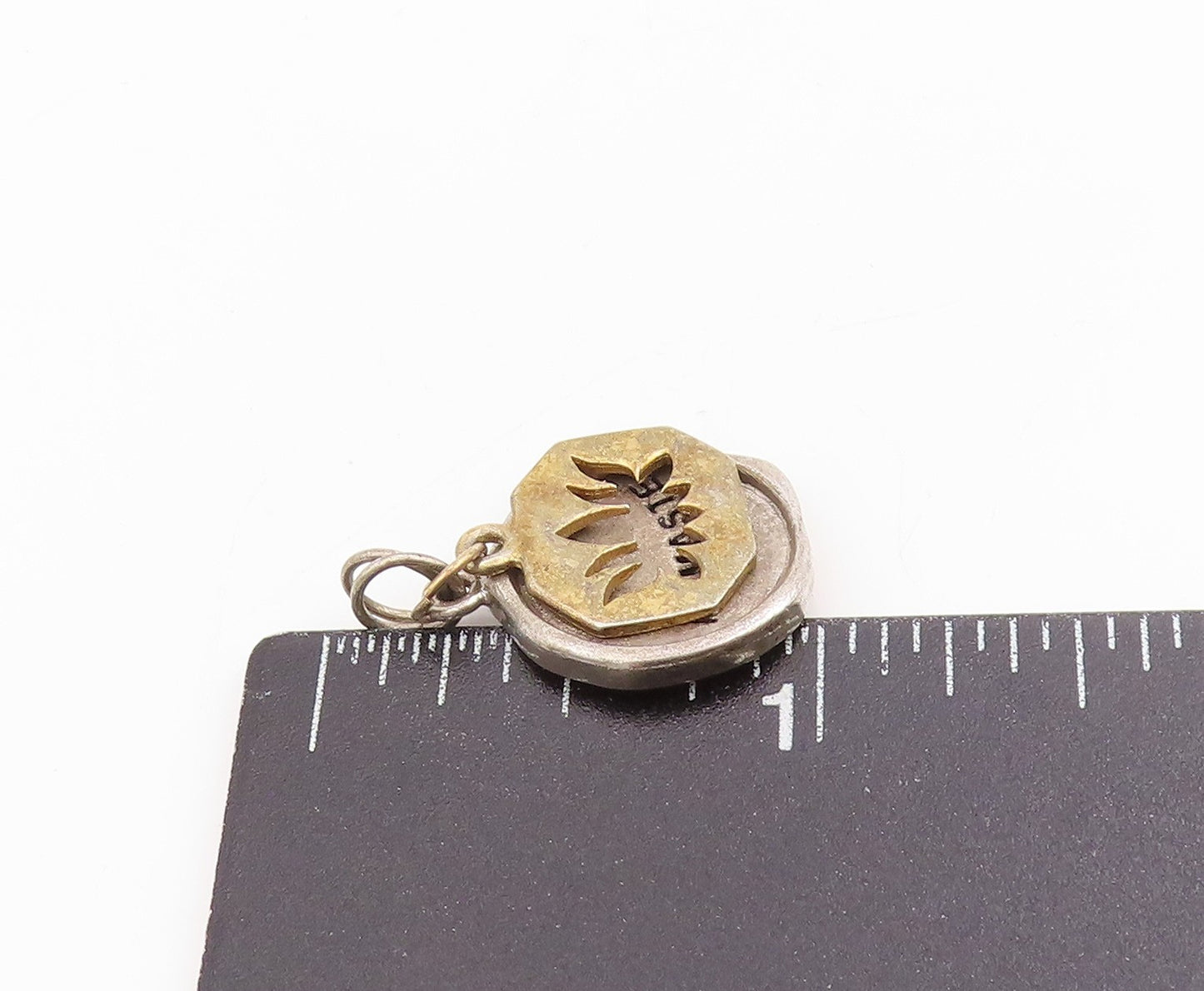 925 Sterling Silver Vintage Pendant Engraved Namaste Lotus Flower Charm  PT25386