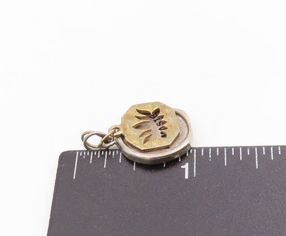 925 Sterling Silver Vintage Pendant Engraved Namaste Lotus Flower Charm  PT25386