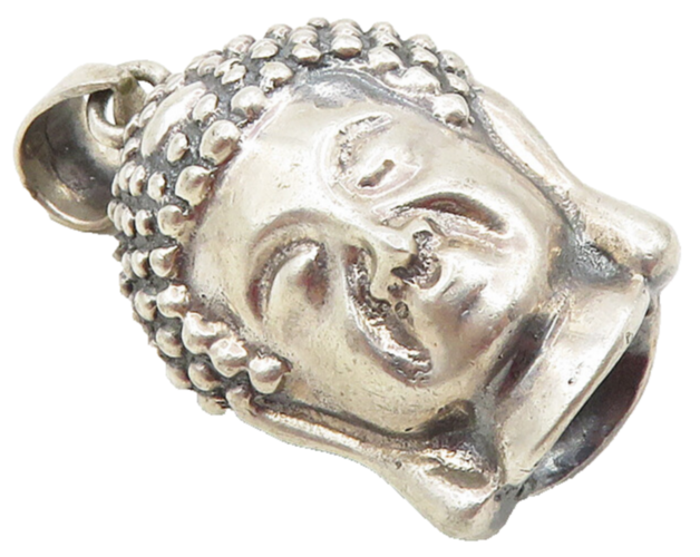 925 Sterling Silver  Vintage Modernist Hollow Two Sided Face Pendant  PT7410