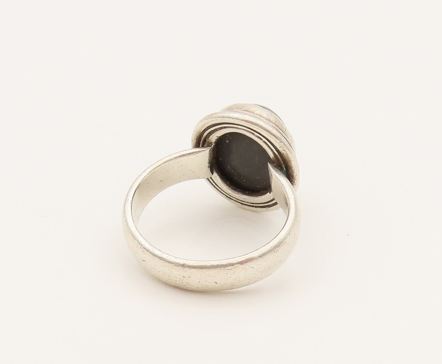 925 Sterling Silver  Vintage Minimalist Cabochon Black Onyx Ring Sz 9  RG26294