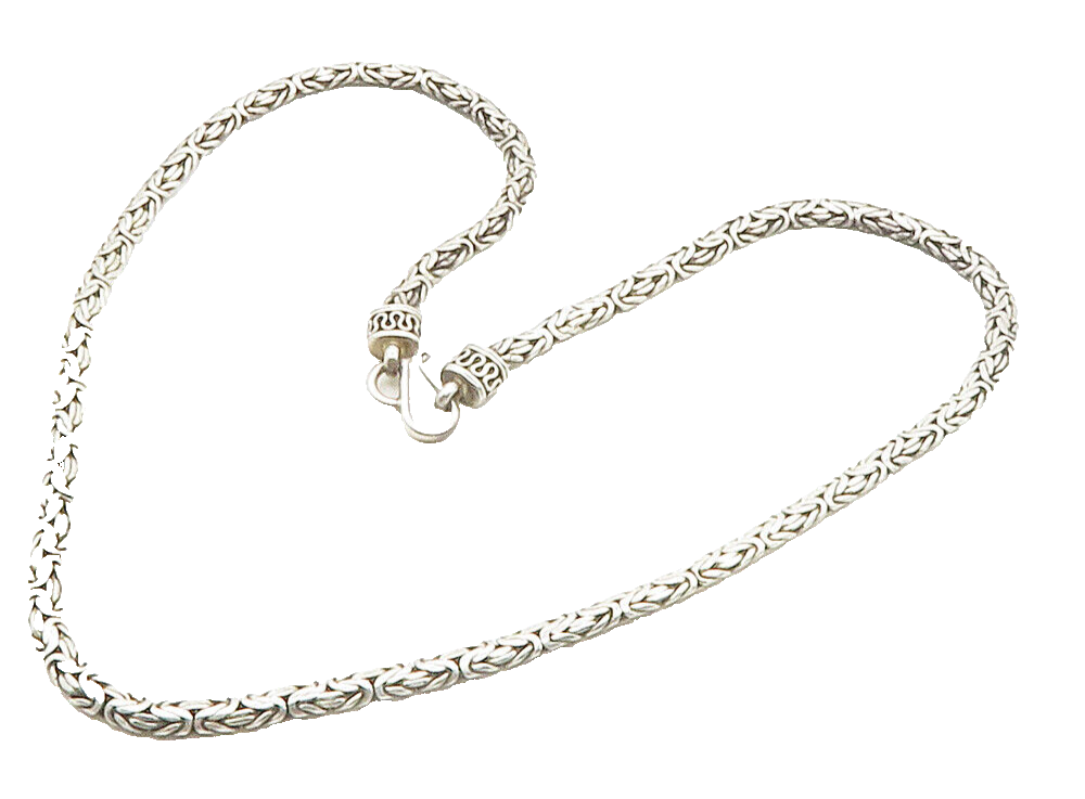 BALI 925 Sterling Silver  Vintage Shiny Byzantine Link Chain Necklace  NE2442