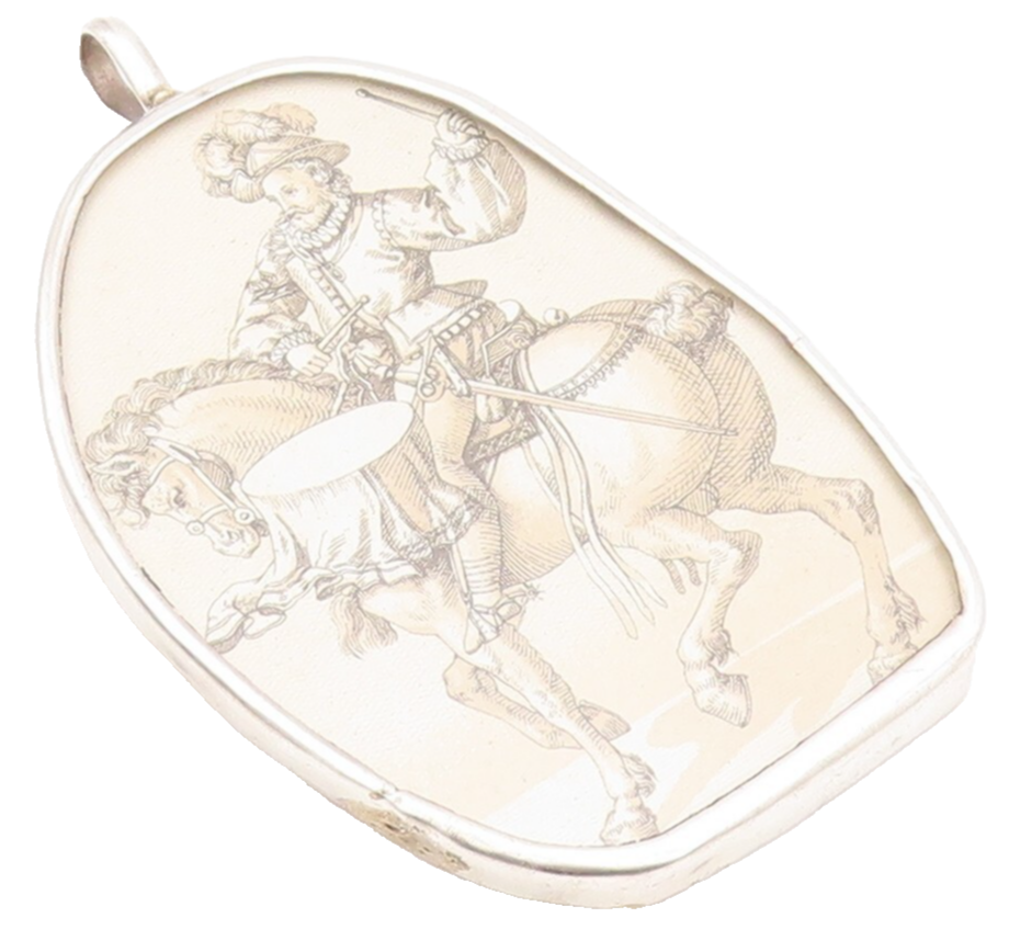 925 Sterling Silver Vintage Pendant Large Enameled Royal Soldier  PT23983