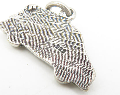 925 Sterling Silver  Vintage Petite Dark Tone Mom's Taxi Etched Pendant PT9099