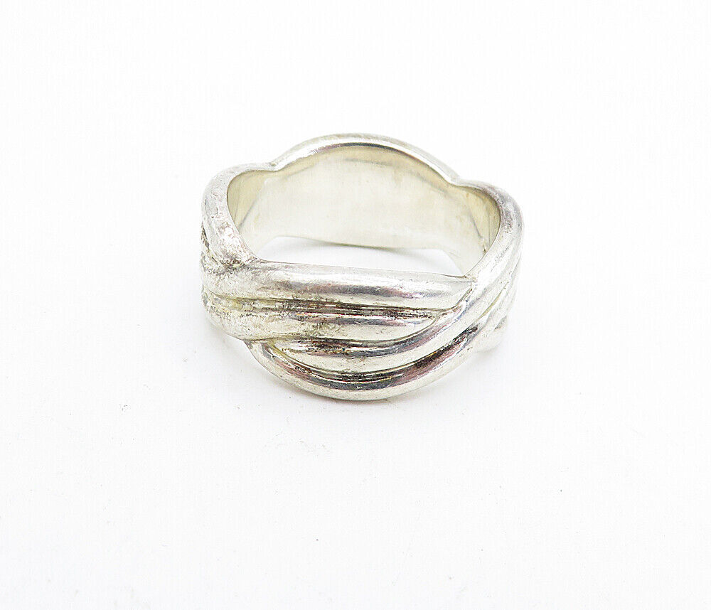 925 Sterling Silver  Vintage Ribbed Twist Design Band Ring Sz 8.5  RG5554