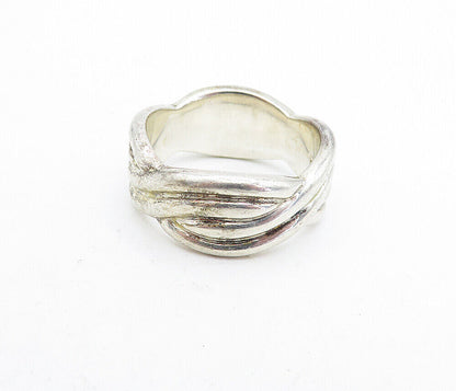 925 Sterling Silver  Vintage Ribbed Twist Design Band Ring Sz 8.5  RG5554