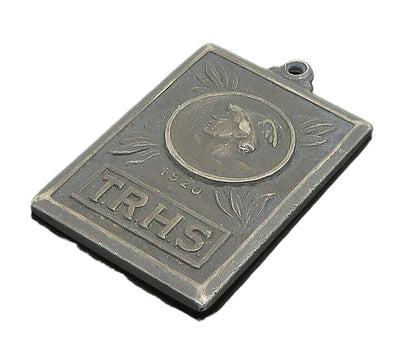 925 Sterling Silver  Vintage Antique 1920 TRHS Rectangle Pendant  PT20871