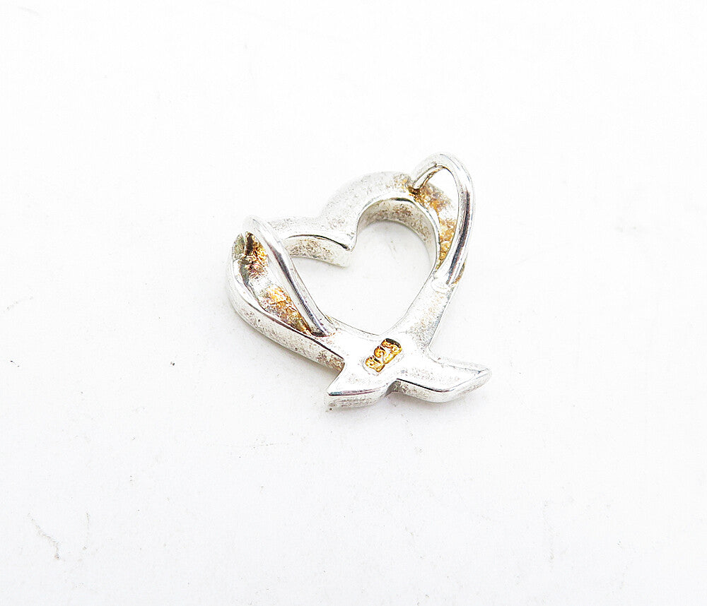 925 Sterling Silver  Vintage Shiny Petite Open Love Heart Slide Pendant PT3644