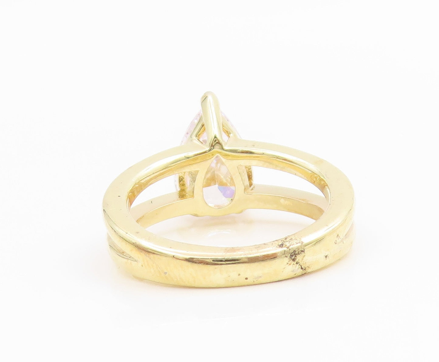 925 Sterling Silver Vintage Ring Gold Plated Elegant CZ Split Band Sz 7 RG35820
