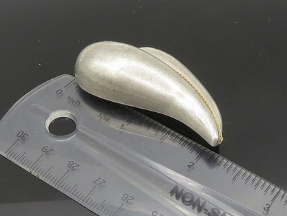 DESIGNER 925 Sterling Silver  Vintage Two Tone Floral Leaf Brooch Pin  BP9338