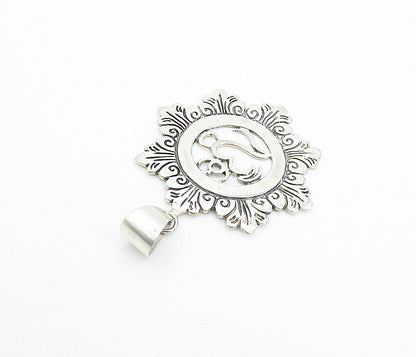 925 Sterling Silver  Shiny Petite Etched Om Spiritual Symbol Pendant  PT5847