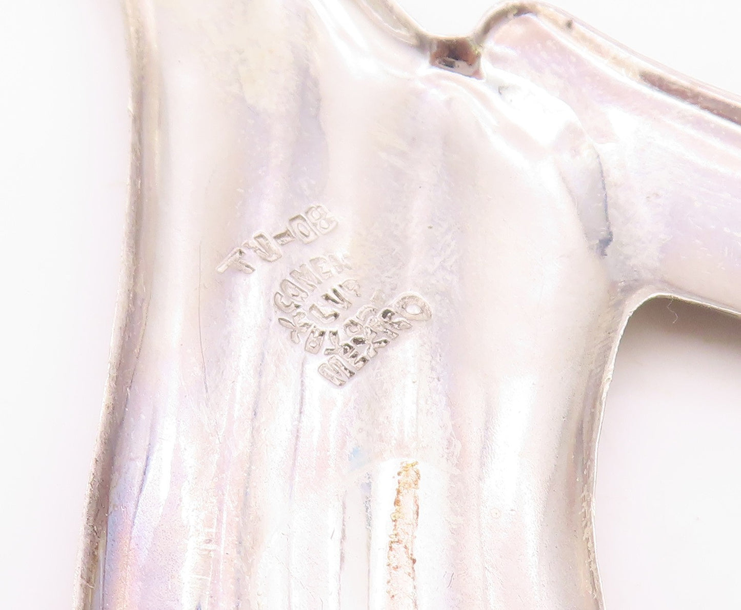 MEXICO 925 Sterling Silver  Vintage Shiny Ribbon Motif Drop Pendant  PT16165