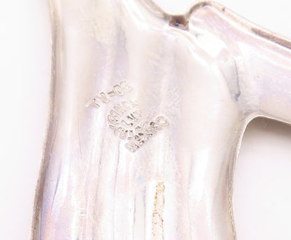 MEXICO 925 Sterling Silver  Vintage Shiny Ribbon Motif Drop Pendant  PT16165